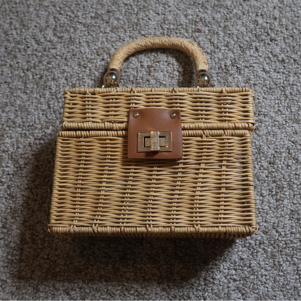 Zara wicker basket purse gold hardware
